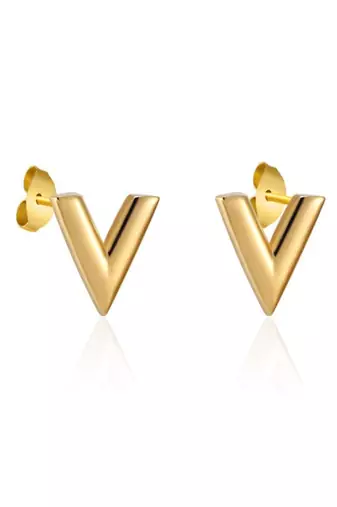 18k gold plated, waterproof v-shape earrings studs