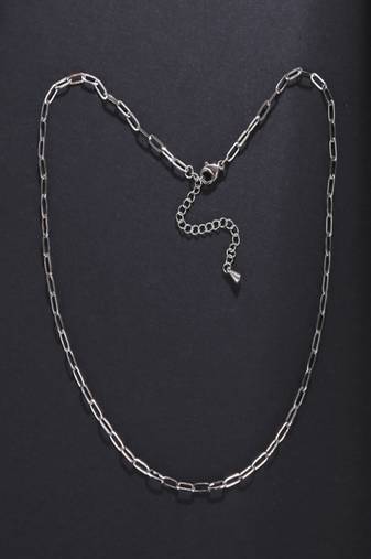 Rhodium plated waterproof stainless steel paperclip chain necklace