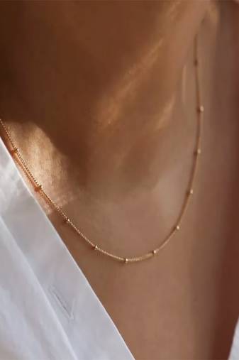 18k gold plated waterproof dotted chain necklace