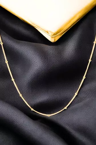 18k gold plated waterproof dotted chain necklace