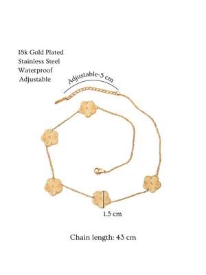 18k gold plated waterproof anti-tarnish clover floral necklace, bracelet, earring set 4