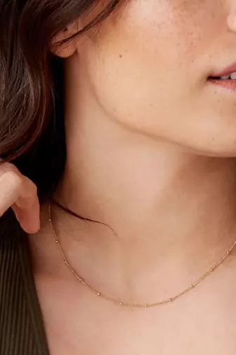 18k gold plated waterproof dotted chain necklace