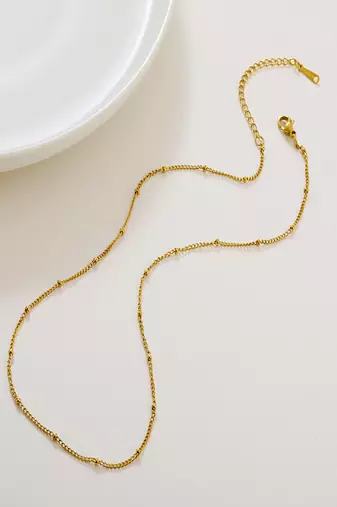 18k gold plated waterproof dotted chain necklace