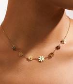 18k gold waterproof floral chain necklace with daisy charms