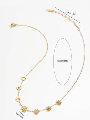18k gold waterproof floral chain necklace with daisy charms 4