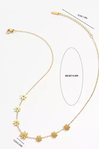 18k gold waterproof floral chain necklace with daisy charms