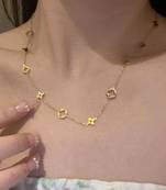 18k gold plated waterproof clover charm neckchain