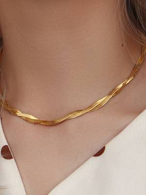 18k gold plated waterproof twisted chain necklace 1