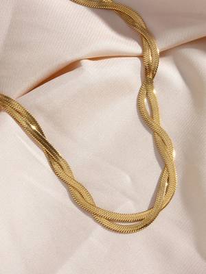 18k gold plated waterproof twisted chain necklace 2