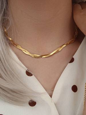 18k gold plated waterproof twisted chain necklace 3