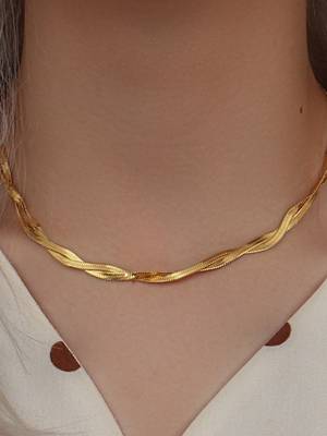 18k gold plated waterproof twisted chain necklace 4