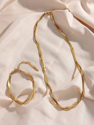18k gold plated waterproof twisted chain necklace 5