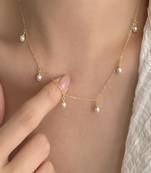 18k gold plated waterproof stainless steel anti tarnish pearl drop charm necklace