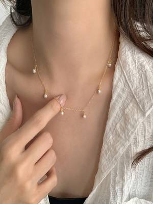 18k gold plated waterproof stainless steel anti tarnish pearl drop charm necklace 2