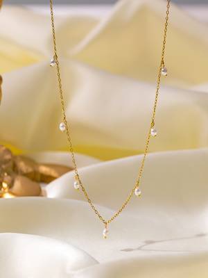 18k gold plated waterproof stainless steel anti tarnish pearl drop charm necklace 5
