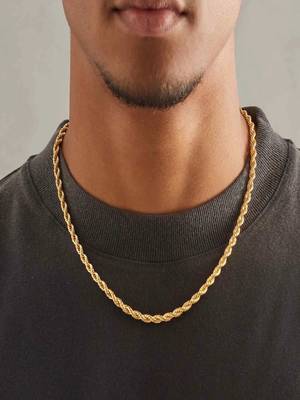 18k gold plated waterproof 3 mm rope chain necklace, adjustable and anti-tarnish 1