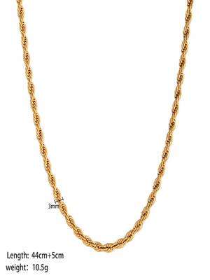 18k gold plated waterproof 3 mm rope chain necklace, adjustable and anti-tarnish 4