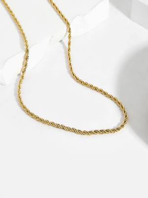 18k gold plated waterproof 3 mm rope chain necklace, adjustable and anti-tarnish 5