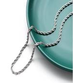 Rhodium plated waterproof 3mm rope chain necklace, adjustable and anti-tarnish