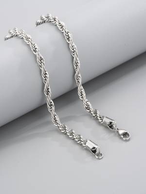 Rhodium plated waterproof 3mm rope chain necklace, adjustable and anti-tarnish 4