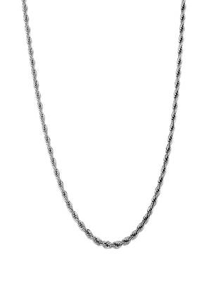 Rhodium plated waterproof 3mm rope chain necklace, adjustable and anti-tarnish 3