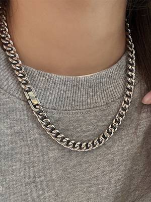 Rhodium plated, waterproof stainless steel 6mm cuban link chain necklace 1
