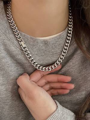 Rhodium plated, waterproof stainless steel 6mm cuban link chain necklace 2