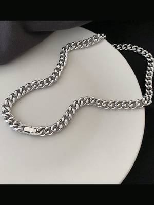 Rhodium plated, waterproof stainless steel 6mm cuban link chain necklace 3