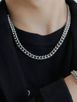 Rhodium plated, waterproof stainless steel 6mm cuban link chain necklace 4