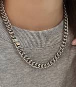 Rhodium plated, waterproof stainless steel 8mm cuban link chain necklace