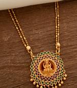 Golden 2 line MEDIUM length chain with laxmi pendant one gram gold