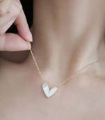 18k gold plated waterproof white enamel heart pendant necklace