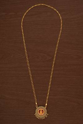 Golden 2 line MEDIUM length chain with laxmi pendant one gram gold 2