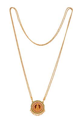 Golden 2 line MEDIUM length chain with laxmi pendant one gram gold 3