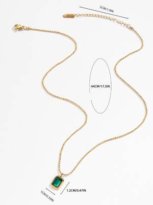 18k gold plated waterproof emerald green stone pendant necklace 3