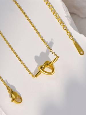 18k gold plated waterproof knot pendant necklace 1