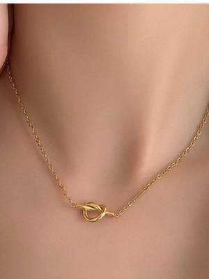 18k gold plated waterproof knot pendant necklace 3