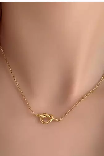 18k gold plated waterproof knot pendant necklace