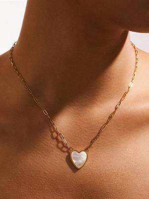 18k gold plated waterproof anti tarnish white heart pendant necklace 1