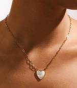 18k gold plated waterproof anti tarnish white heart pendant necklace