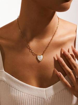 18k gold plated waterproof anti tarnish white heart pendant necklace 2