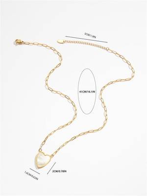 18k gold plated waterproof anti tarnish white heart pendant necklace 3