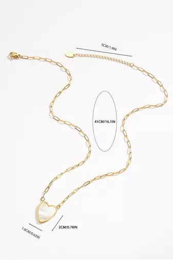 18k gold plated waterproof anti tarnish white heart pendant necklace