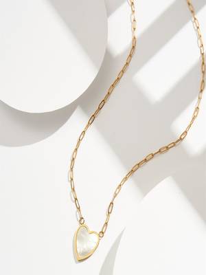 18k gold plated waterproof anti tarnish white heart pendant necklace 4
