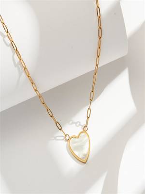 18k gold plated waterproof anti tarnish white heart pendant necklace 5