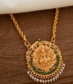 Golden rope chain with laxmi pendant medium length one gram gold