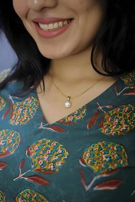 Women Teal Blue Rayon Printed  A-line Kurti 2