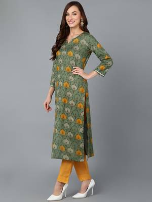 women green rayon blend abstract printed straight kurta trouser with dupatta 5
