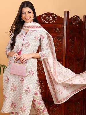 women off white rayon blend ethnic motifs printed straight kurta trouser with dupatta 2