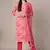 women pink rayon blend geometric printed straight kurta trouser with dupatta